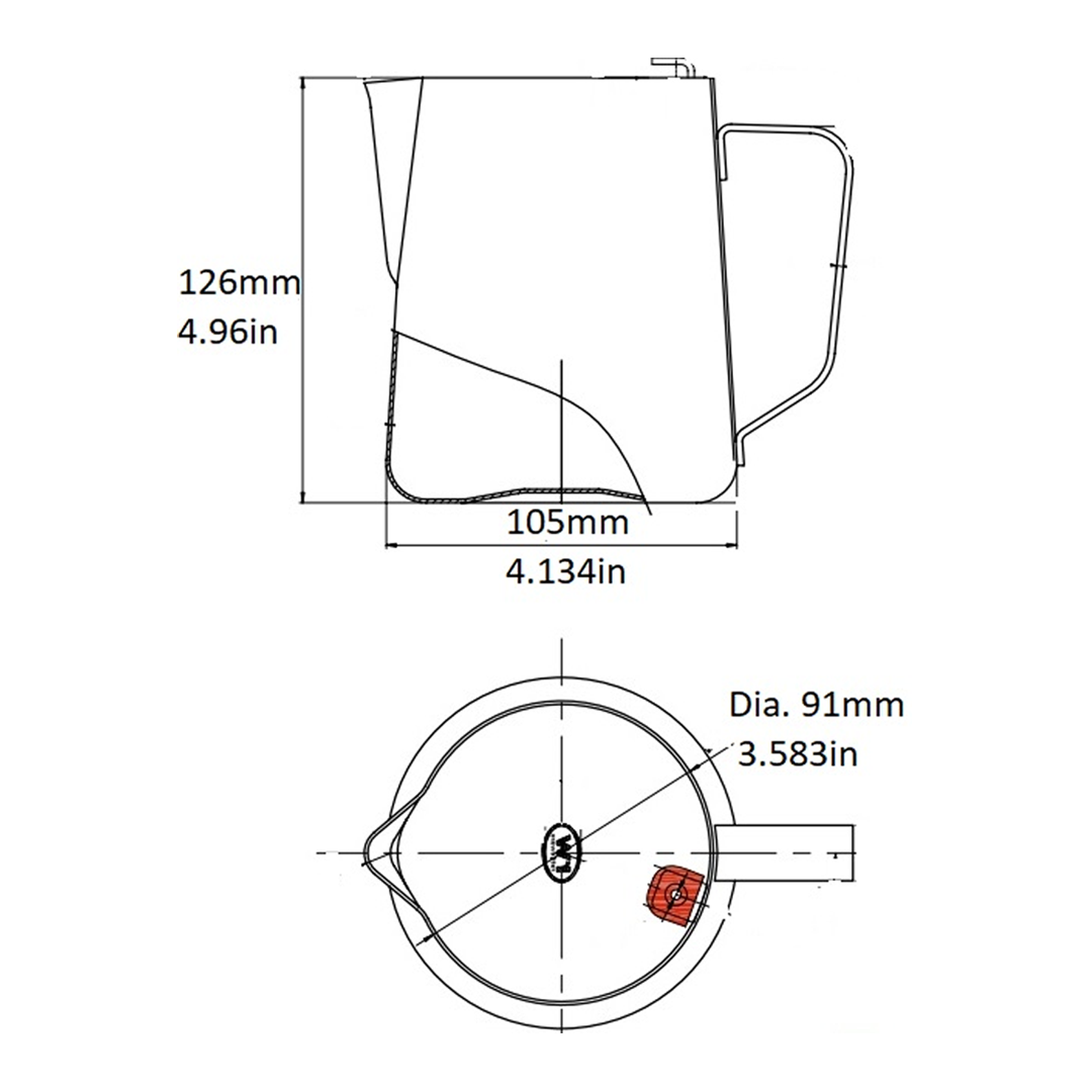 32 oz Latte Art Pitcher w/ Clip, Stainless Steel, 27203