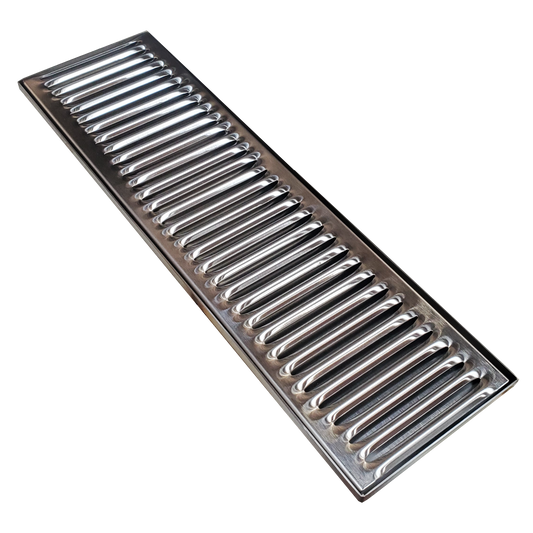 Drip Tray, Stainless Steel, 4.5″x15.5″x0.4″, Low Profile, Removable Grate