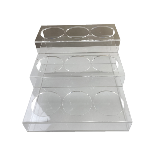 9 Bottle Rack, Acrylic, 12″x15.2″x6.25″, 3 Tiers, 86209