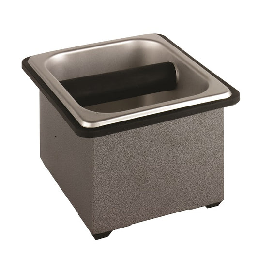 Basic Knock Box Set, Stainless Steel, with Hammer Finish Holder, 25630