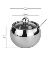 16oz Sugar Bowl, Stainless Steel, with Lid and Spoon