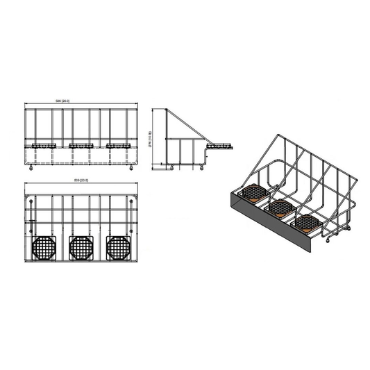 3 Airpot Serving Rack, Black Steel, with Octagonal Drip Trays