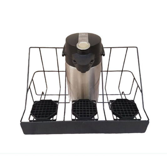 3 Airpot Serving Rack, Black Steel, with Octagonal Drip Trays