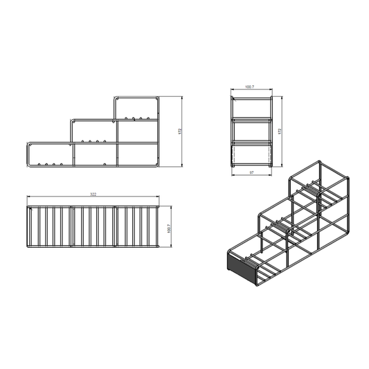 3 Syrup Rack, Stainless Steel, 3 Tier