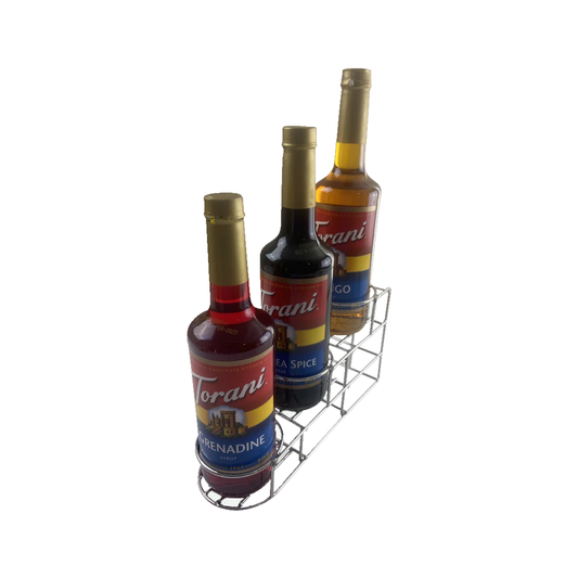 3 Inline Bottle Rack, Stainless Steel Wire, Tiered, 12″x4″x6″, Silver, 81203-S