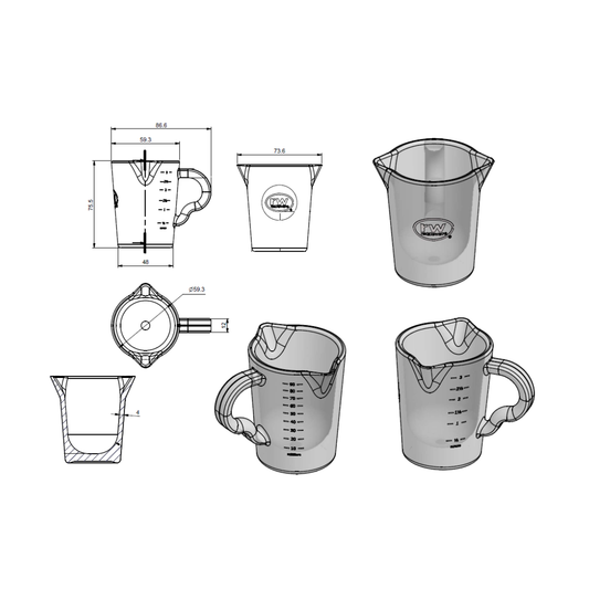 3oz Shot Pitcher, Double Spouted, Polycarbonate