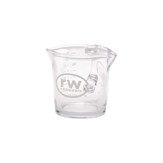 Rattleware 3oz Shot Pitcher with White Printing, Glass, Double Spout, Set of 6 - 27610