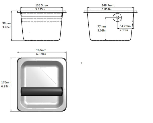 Rattleware 6" x 5.5" x 4" Heavy-Duty Knock Box - All-Stainless Espresso Puck Disposal for Baristas – Welded Bar, Durable & High-Performance