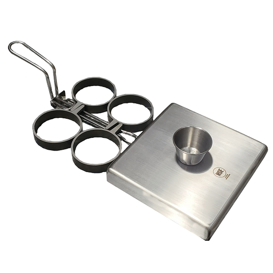 4 Ring Egg Set, Stainless Steel Frame, Nonstick Rings, with Cover