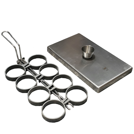 8 Ring Egg Set, Stainless Steel Frame, Nonstick Rings, with Cover
