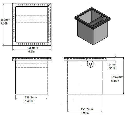 Knock Box, Stainless Steel, 6″x5.5″x6″, 25120