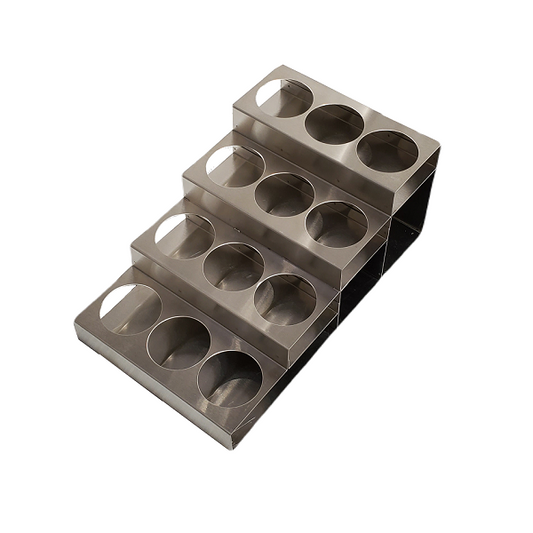 12 Bottle Rack, Brushed Stainless Steel, 4-Tiers