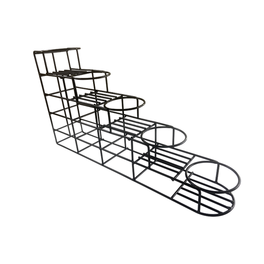 5 Bottle Inline Rack, Wire, 19″x4″x10″, Black