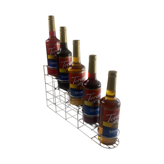 5 Inline Bottle Rack, Stainless Steel Wire, 19″x4″x10″, Silver, Freestanding, 06225-S