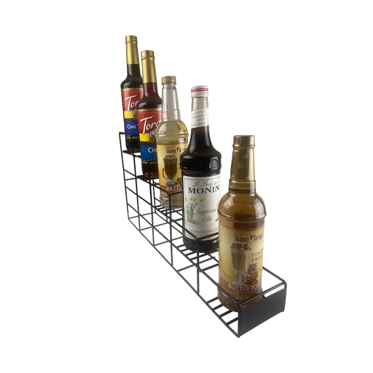5 Inline Bottle Rack, 21″x4″x11″, Wire, Black, Tiered