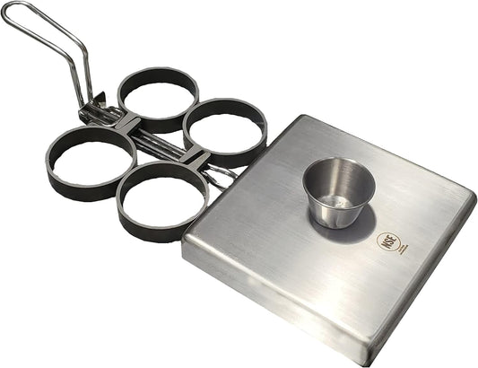 Rattleware Stainless Steel Egg Rings - Commercial-Grade, Even Cooking, Heat-Resistant Handle, Ideal for Frying Eggs - Durable & Trusted by Professional Chefs Worldwide (4 Ring Set)