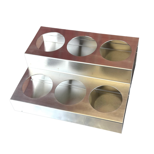 6 Bottle Rack, Brushed Stainless Steel, 2 Tiers