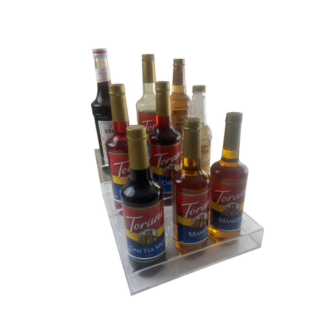 9 Bottle Rack, Acrylic, 12″x15.2″x6.25″, 3 Tiers, 86209