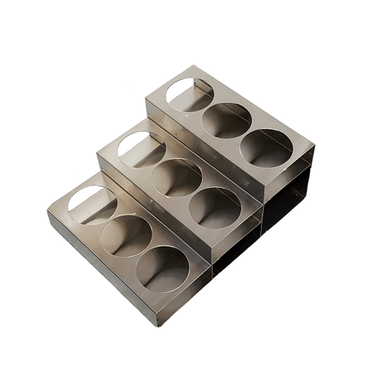 9 Bottle Rack, Brushed Stainless Steel, 3 Tiers