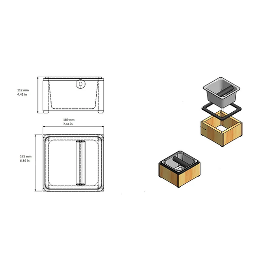 Basic Knock Box Set, Stainless Steel, with Maple Holder, 7.5″ x 5″ x 4.5″, 25670