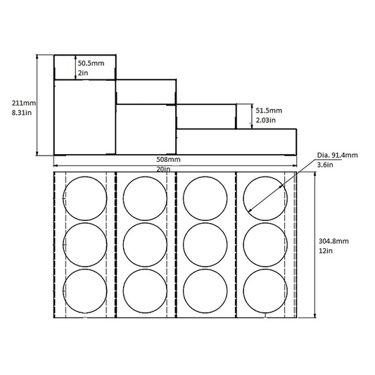 12 Bottle Rack, Brushed Stainless Steel, 4-Tiers