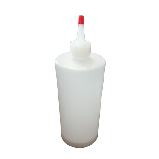 Bottle for Sauce Dispenser, White, Threaded, With Nozzle and Cap