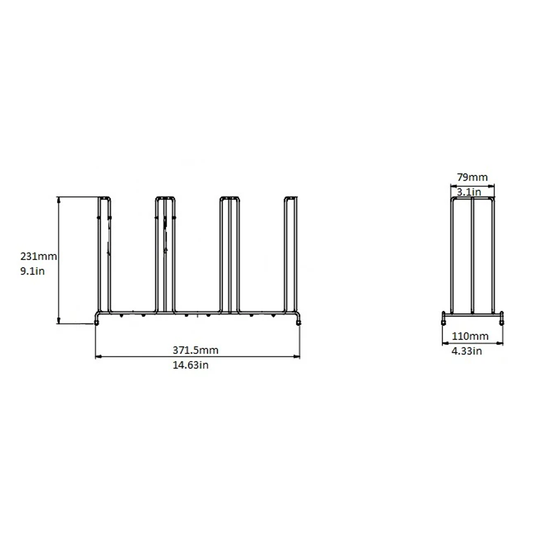 Cup Rack, 3 Section, Wire, Flat