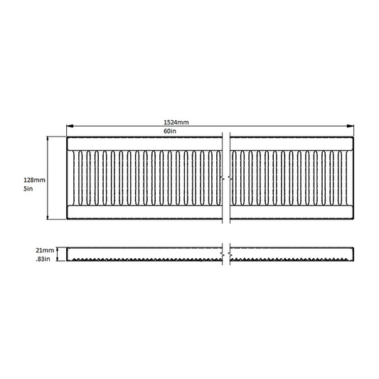 Drip Tray, 5x60x.75 inch, Stainless Steel, Removable Grate