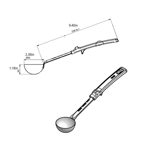 Rattleware 1 oz Spoon Ladle Perforated with Black Handle