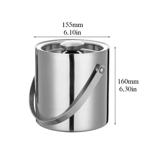 Ice Bin, Stainless Steel, 2L (Approx .5 Gallon), with Tongs