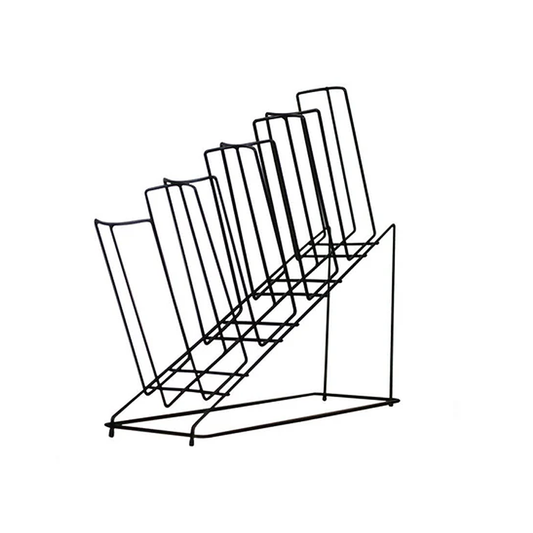 Cup/Lid Rack, 4 Section, Wire, Slant, Black Steel