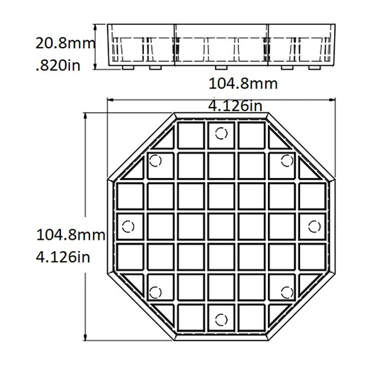 Octagonal Drip Tray, Polymer, Orange, 4″x4″x1″, Removable Grid, 61051