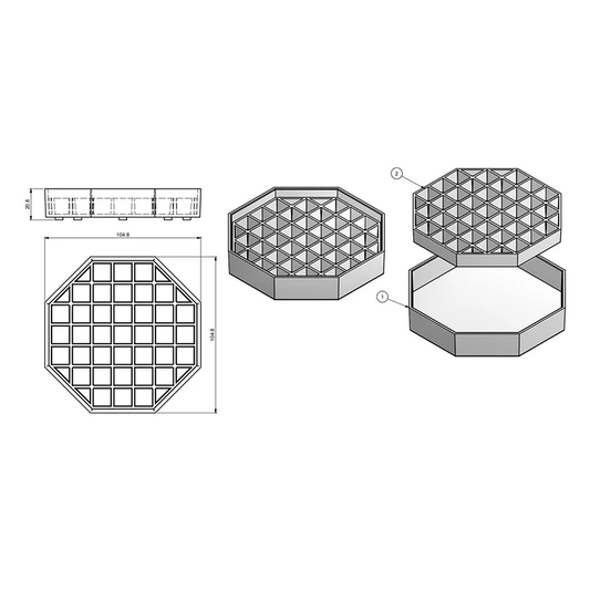 Octagonal Drip Tray, Polymer, Black, Removable Grid, 61050