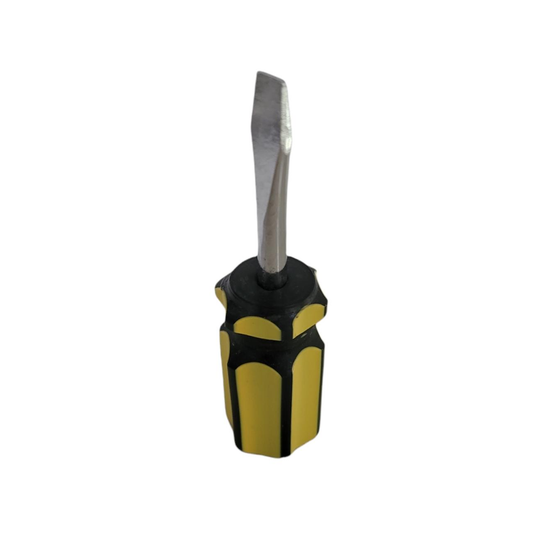 Screwdriver, Flathead, Stubby, Yellow Grip, 22902