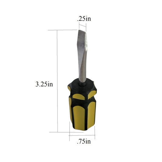 Screwdriver, Flathead, Stubby, Yellow Grip, 22902
