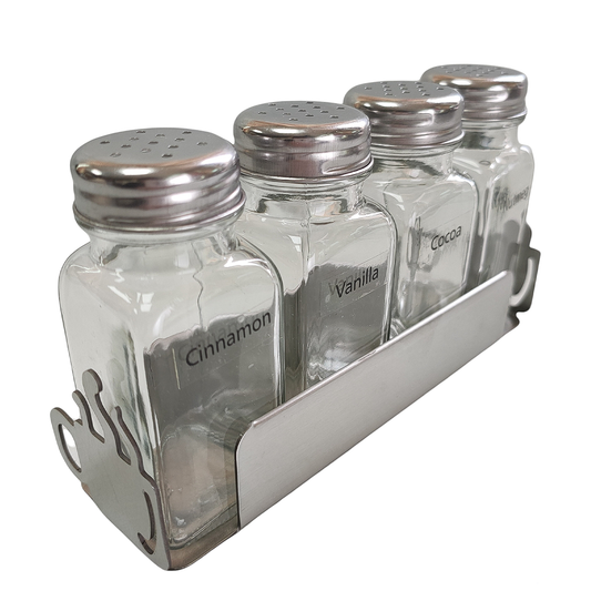 Shaker and Rack Set, Labelled, Coffee Cup Design, 05102