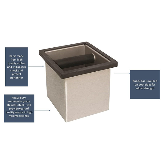 Tall Knock Box, Stainless Steel, 6″x5.5″x6″, with Splash Guard