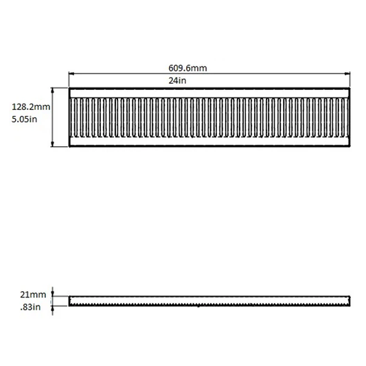 Drip Tray, Stainless Steel, 5″x24″x0.75″, Removable Grate