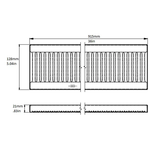 Drip Tray, Stainless Steel, 5″x36″x0.75″, Removable Grate