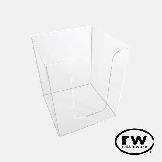 Rattleware Clear Acrylic Cup Lid Holder for Home, Kitchen, or Commercial Use - Premium Heavy-duty Plastic - Sleek & Compact Countertop Storage Organizer Must-Have Restaurant Supplies (4.25″x4.25″x5)