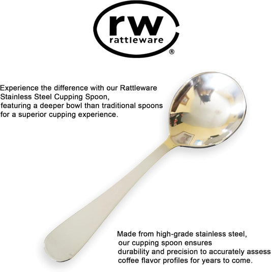Rattleware Stainless Steel Cupping Spoons - Ideal For Commercial Or Home Kitchens - Perfect for Espresso, Stir Juice And Drinks - Even Coffee Distribution And Better Espresso (5.83")
