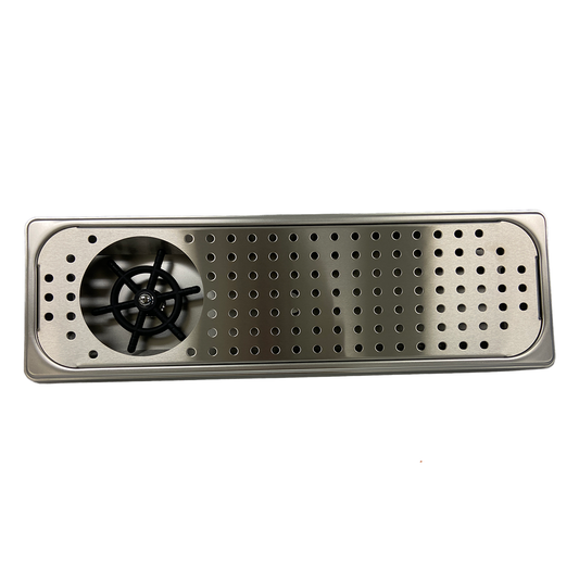 Stainless Steel Pitcher Rinser, 530x165mm (21″x 6.5″), with Drain and Hose