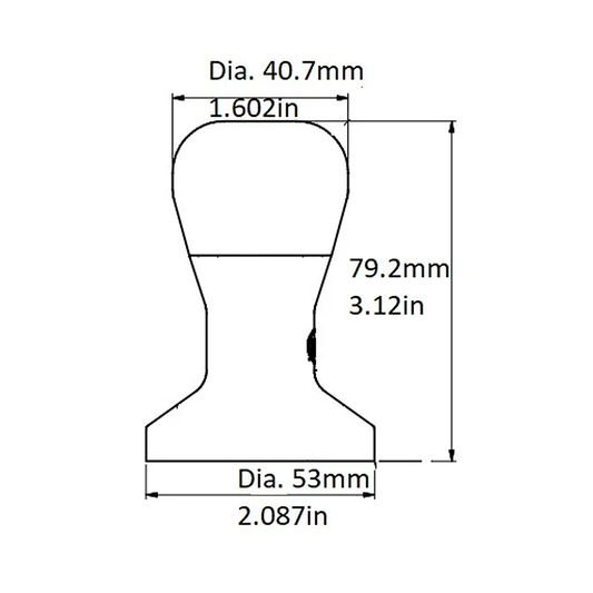 3″ Round Tamper, Stainless Steel, 53mm, Flat Bottom